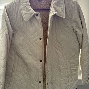 Patagonia Quilted Cream Puffer Jacket with Sherpa Lining
